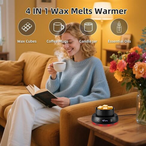 Mug Warmer for Desk, Electric Coffee Cup Warmer Candle Warmer 1-9H Delay Start & Auto Shut Off Timer, 3 Temperature Setting Smart Tea Beverage Coffee Warmer Wax Melt Warmer Scented Oil Wax Cube Melter in Saudi Arabia