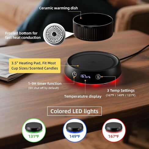 Mug Warmer for Desk, Electric Coffee Cup Warmer Candle Warmer 1-9H Delay Start & Auto Shut Off Timer, 3 Temperature Setting Smart Tea Beverage Coffee Warmer Wax Melt Warmer Scented Oil Wax Cube Melter in Saudi Arabia