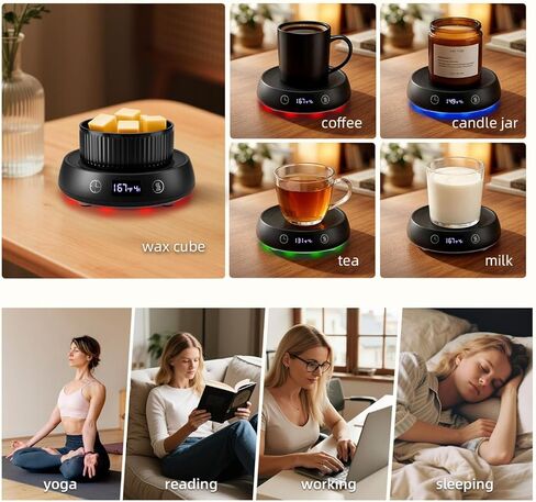 Mug Warmer for Desk, Electric Coffee Cup Warmer Candle Warmer 1-9H Delay Start & Auto Shut Off Timer, 3 Temperature Setting Smart Tea Beverage Coffee Warmer Wax Melt Warmer Scented Oil Wax Cube Melter in Saudi Arabia
