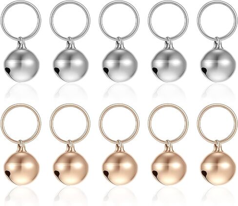 10PCS Cat Collar Bells Pet Dog Bells Small Bell for Puppy and Kitten Metal Accessories Bell, Clear Ringing Sound (Silver, Gold) in Kuwait