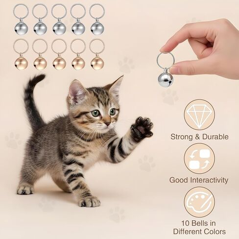 10PCS Cat Collar Bells Pet Dog Bells Small Bell for Puppy and Kitten Metal Accessories Bell, Clear Ringing Sound (Silver, Gold) in Kuwait