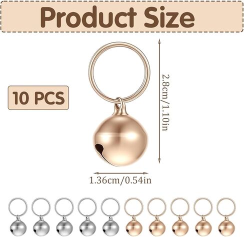 10PCS Cat Collar Bells Pet Dog Bells Small Bell for Puppy and Kitten Metal Accessories Bell, Clear Ringing Sound (Silver, Gold) in Kuwait