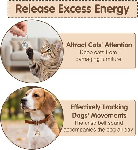 10PCS Cat Collar Bells Pet Dog Bells Small Bell for Puppy and Kitten Metal Accessories Bell, Clear Ringing Sound (Silver, Gold) in Kuwait