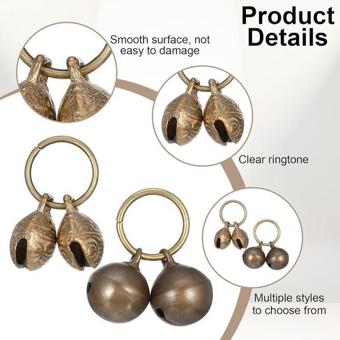 Copper Bells for Dog Cat Collars, 4PCS Loud Jingle Bells with Snap Clips for Pet Dogs Cats Tracking Anti Lost Training Safety Alert Collar Charm Accessory in Kuwait