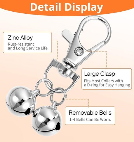 6 Pack Dog Collar Bell, Mini Tracking Pet Pendant Accessories for Cats and Dogs, Loud Clear Sound pet bells for Indoor and Outdoor Use Silver in Kuwait