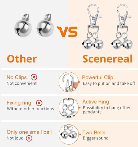6 Pack Dog Collar Bell, Mini Tracking Pet Pendant Accessories for Cats and Dogs, Loud Clear Sound pet bells for Indoor and Outdoor Use Silver in Kuwait
