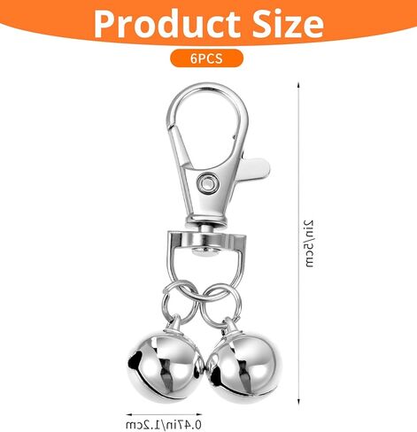 6 Pack Dog Collar Bell, Mini Tracking Pet Pendant Accessories for Cats and Dogs, Loud Clear Sound pet bells for Indoor and Outdoor Use Silver in Kuwait