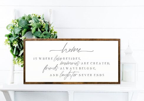 12x24 inches, Home Is Where Love Resides Wooden Sign | Rustic Handmade Wall Art | Inspirational Quote Decor | Farmhouse Style | Family Memories | Unique Gift Idea | Distressed Wood in Kuwait