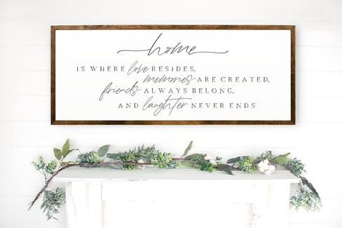 12x24 inches, Home Is Where Love Resides Wooden Sign | Rustic Handmade Wall Art | Inspirational Quote Decor | Farmhouse Style | Family Memories | Unique Gift Idea | Distressed Wood in Kuwait