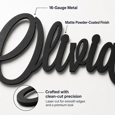 Custom Metal Name Sign, Personalized Nursery Name Wall Decor, 16-Gauge Matte Black Baby Name Sign for Kids Room, Baby Shower, Wedding & Family Wall Decor in Kuwait