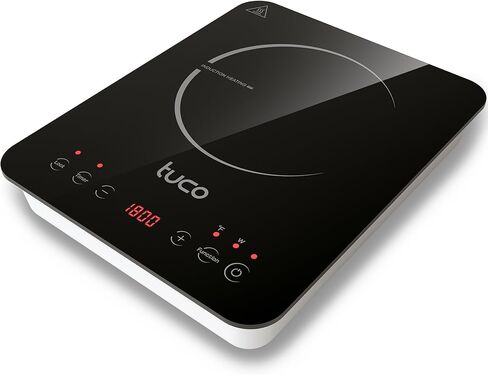 TUCO موقد التعريفي المحمول Pro، لوح تسخين على سطح الطاولة، مؤقت 24 ساعة، 1800 واط، زجاج سيراميك مقاوم للكسر، شاشة LCD تعمل باللمس، حماية للأطفال والحرارة الزائدة، معتمد من ETL، 20 وضعًا للطهي in Kuwait