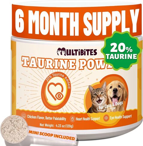 Taurine Powder for Cats & Dogs, Chicken Flavor, Taurine for Cats, Feline Heart Supplements, Support Vision, Heart & Immunity Suitable, for Cats & Dogs of All Ages 4.23 oz in Kuwait