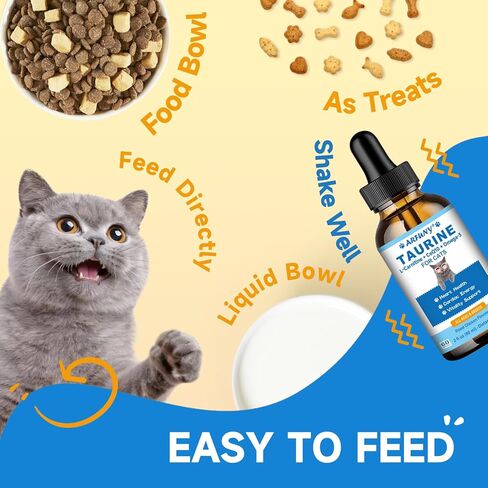 Taurine for Cats - Taurine Supplement for Cats Heart Health, Cardiac Function, Immune System Support - with L-Carnitine, CoQ10, Omega-3, L-Arginine - 60ML, Roast Chicken Flavor in Kuwait