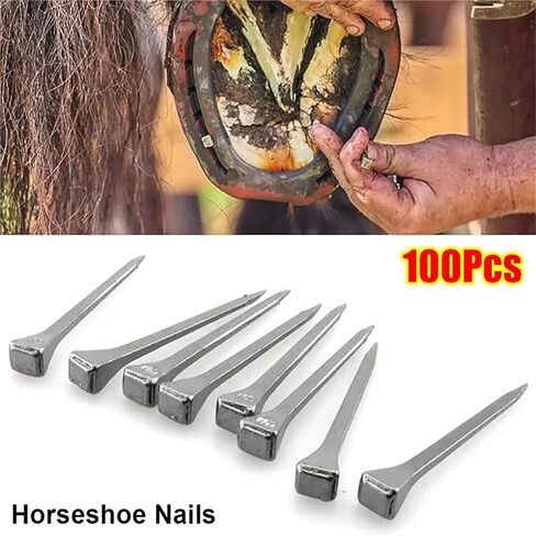 Horseshoe Nails 100 Pcs Steel E2-E8 Hoof Nails – Practical Horse Equipment for Shoe Repair, Harness Upkeep & Riding Essentials(100Pcs E8 60.5mm) in Saudi Arabia