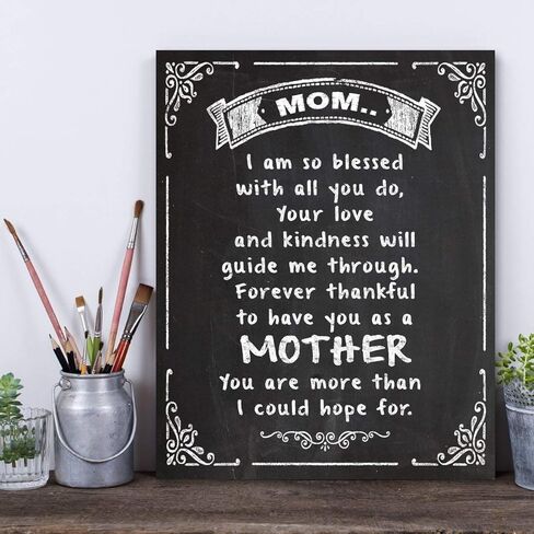لوحة لافتة فنية جدارية مقاس 11 × 14 من Mom I am so Blessed - ديكور منزلي رائع وهدية عيد الأم أو عيد الميلاد أقل من 15 دولارًا in Kuwait