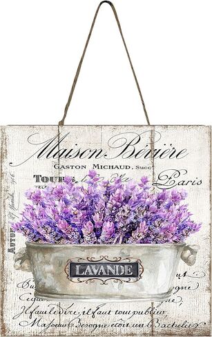 Maison Beviere Lavender Wood Mini Sign 5" x 5" in Kuwait