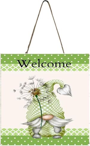 Welcome Dandelion Gnome Wood Mini Sign 5" x 5" in Kuwait
