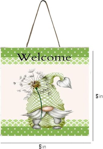 Welcome Dandelion Gnome Wood Mini Sign 5" x 5" in Kuwait