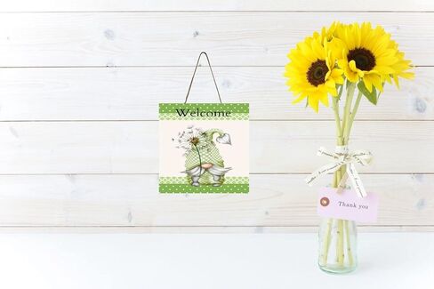 Welcome Dandelion Gnome Wood Mini Sign 5" x 5" in Kuwait