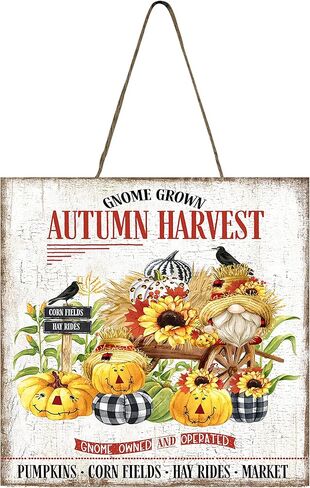 Autumn Harvest Gnomes Fall Wood Mini Sign 5" x 5" in Kuwait