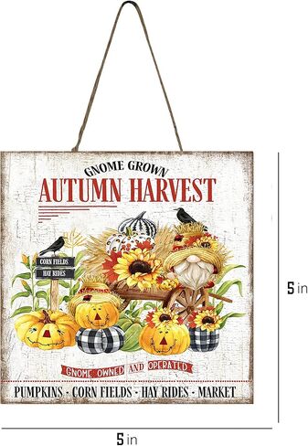 Autumn Harvest Gnomes Fall Wood Mini Sign 5" x 5" in Kuwait