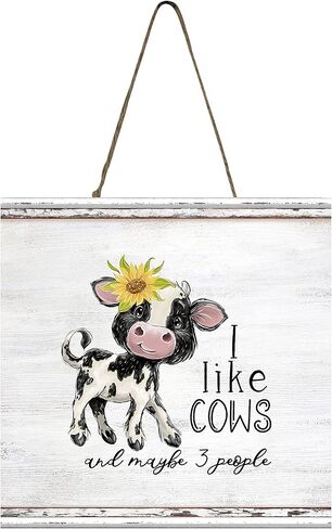 لافتة I Like Cows and Maybe 3 People الخشبية الصغيرة مقاس 5 بوصات × 5 بوصات in Kuwait