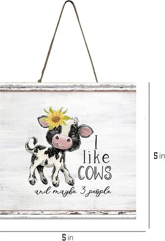 لافتة I Like Cows and Maybe 3 People الخشبية الصغيرة مقاس 5 بوصات × 5 بوصات in Kuwait