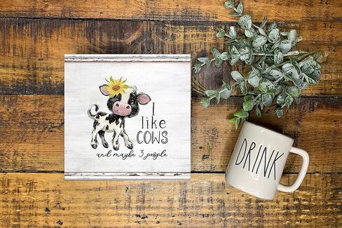 لافتة I Like Cows and Maybe 3 People الخشبية الصغيرة مقاس 5 بوصات × 5 بوصات in Kuwait