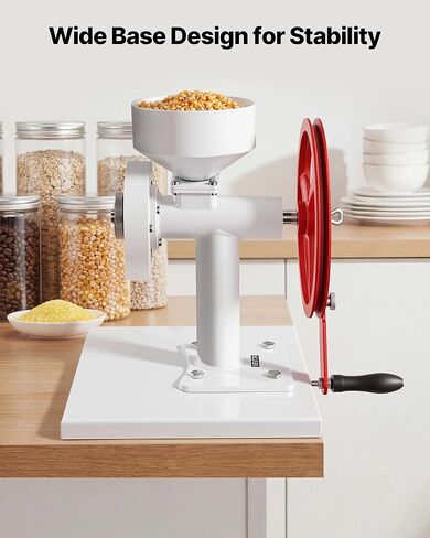 VEVOR Manual Grain Mill with Flywheel, Hand-Crank Corn Grinder, Heavy-Duty Carbon Steel Wheat Grinding Mill with Adjustable Fineness & 0.53 Gallon Hopper for Grains Spices Coffee Beans Nuts in Kuwait
