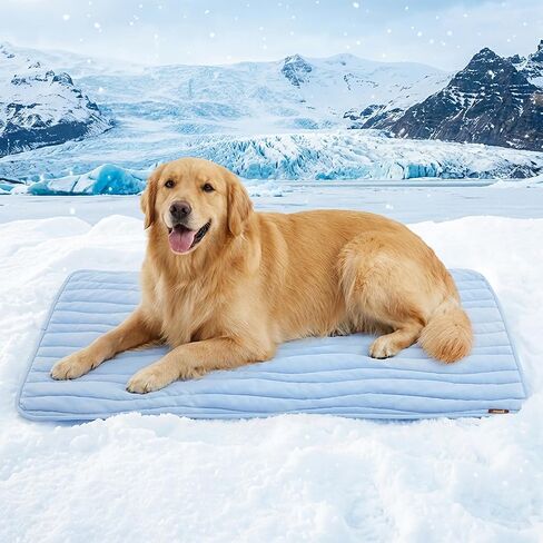 ZOMISIA Cooling Mat for Extra Large Dogs XL - Thin Portable Pet Cooling Pad, Breathable and Washable Cool Fiber with Non-Slip Bottom, Outdoor Use for Summer, 44x32, Blue in Kuwait