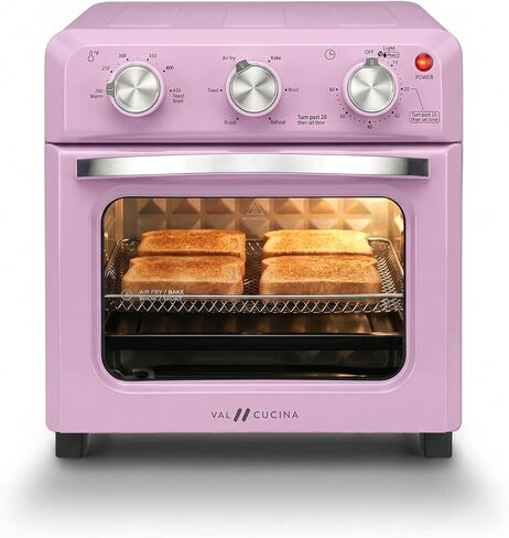 VAL CUCINA 6-in-1 Air Fryer Toaster Oven Combo, Compact 12.7 QT Small Countertop Convection Oven, Fits 9" Pizza & 4 Toast, Hexagon Hybrid Heating, Enamel Baking Pan Included, Stainless Steel Finish in Kuwait