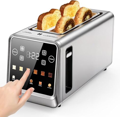 Touch Screen Toaster 2 Slice, Stainless Steel Smart Digital Toasters with Single Slot Toasting, Memory Function, 5 Bread Types & 6 Shade Settings,1.5" Wide Slot, 900W in Saudi Arabia