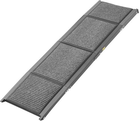 VEVOR Dog Ramp for Cars, 63" L x 17" W, Folding Pet Ramps for Medium & Large Dogs up to 250lbs, Pet Stair Ramp with Non-Slip Felt Rug Surface, Portable Outdoor Dog Car Ramps for SUV & Truck in Kuwait