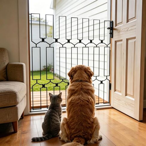 Retractable Metal Dog Gate for Front Door & RV, 39.37" Wide 30.7" Tall, Bite-Resistant Pet Barrier, Wall-Mounted Space-Saving Indoor Dog Gate in Kuwait