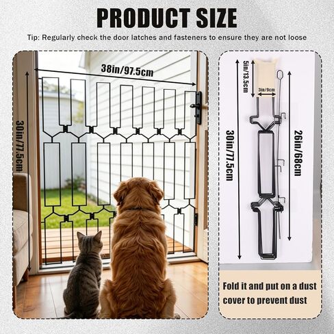 Retractable Metal Dog Gate for Front Door & RV, 39.37" Wide 30.7" Tall, Bite-Resistant Pet Barrier, Wall-Mounted Space-Saving Indoor Dog Gate in Kuwait