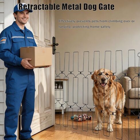Retractable Metal Dog Gate for Front Door & RV, 39.37" Wide 30.7" Tall, Bite-Resistant Pet Barrier, Wall-Mounted Space-Saving Indoor Dog Gate in Kuwait