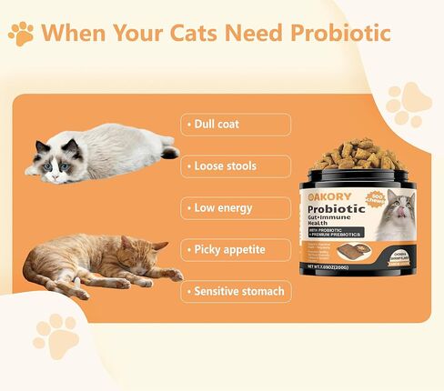 Cat Probiotics Tasty Chews –500 Chews Crunchy & Creamy Texture, with Fish Oil Omega-3 Skin & Coat Health Digestive & Gut Support, Constipation Relief, Healthy Stool, Chicken Flavor with Cheese Center in Kuwait