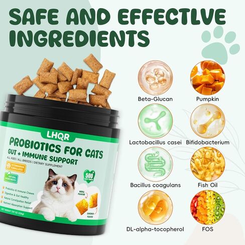 500 Probiotics for Cat - Digestive Enzymes & Prebiotics for Gut Health, Probiotic Tasty Chews Diarrhea Relief & Gas Treatment, Pumpkin Formula for Sensitive Stomachs & Itchy Skin Support, Chicken in Kuwait
