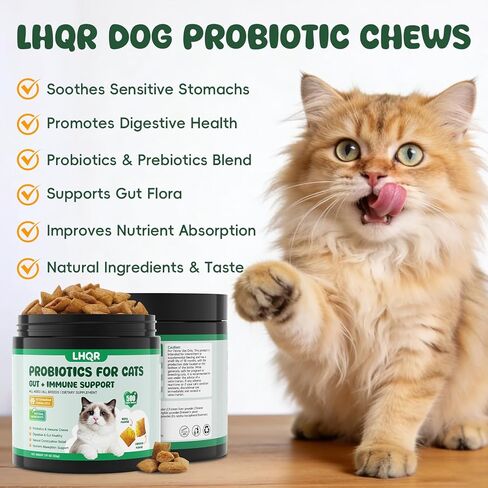 500 Probiotics for Cat - Digestive Enzymes & Prebiotics for Gut Health, Probiotic Tasty Chews Diarrhea Relief & Gas Treatment, Pumpkin Formula for Sensitive Stomachs & Itchy Skin Support, Chicken in Kuwait
