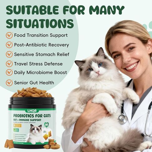 500 Probiotics for Cat - Digestive Enzymes & Prebiotics for Gut Health, Probiotic Tasty Chews Diarrhea Relief & Gas Treatment, Pumpkin Formula for Sensitive Stomachs & Itchy Skin Support, Chicken in Kuwait