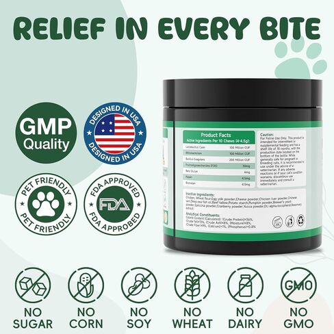 500 Probiotics for Cat - Digestive Enzymes & Prebiotics for Gut Health, Probiotic Tasty Chews Diarrhea Relief & Gas Treatment, Pumpkin Formula for Sensitive Stomachs & Itchy Skin Support, Chicken in Kuwait