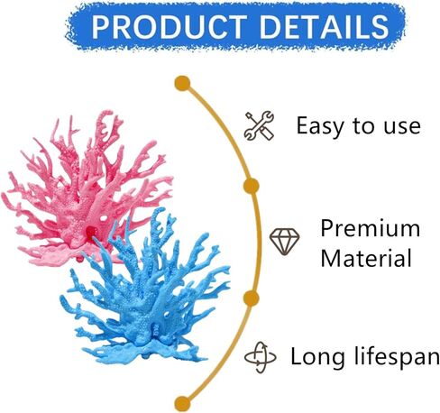 3 Pcs Aquarium Coral Reef Decor Charming Fish Tank Coral for Fish Tank Decorations(Blue, White, Pink) in Kuwait