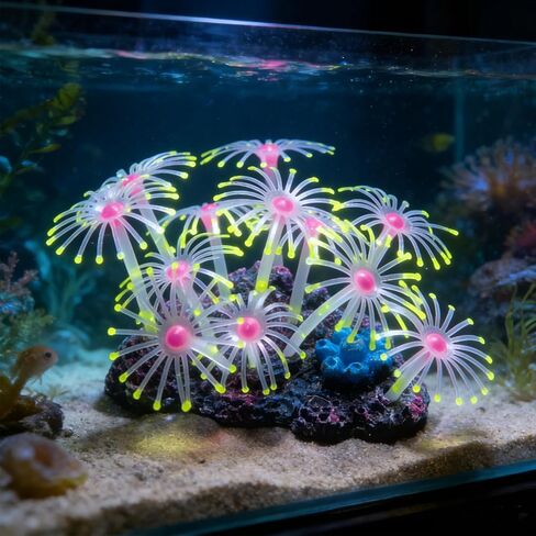 Swaying Coral Decor Set - 4-Pack: String, Starry, Feather & Mushroom Soft Silicone Aquarium Ornaments with Lifelike Motion for Freshwater & Saltwater Fish Tanks, Safe Fish Shrimp Habitat in Kuwait