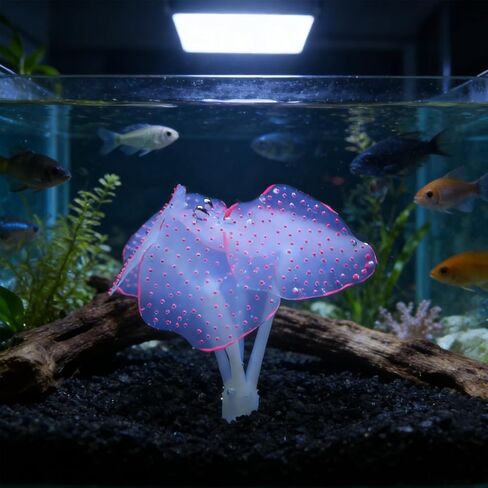 Swaying Coral Decor Set - 4-Pack: String, Starry, Feather & Mushroom Soft Silicone Aquarium Ornaments with Lifelike Motion for Freshwater & Saltwater Fish Tanks, Safe Fish Shrimp Habitat in Kuwait