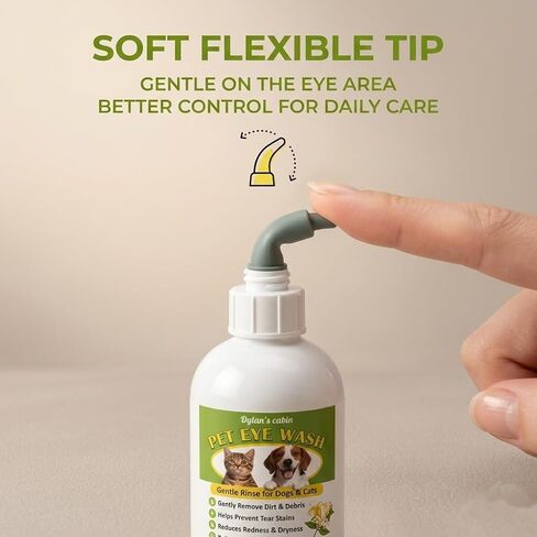 Dylan's cabin Dog Eye Cleaner Wash - Daily Tear Stain Care Eye Drops Clean Dirt Debris Tear Residue, pH-Balanced Formula with Glycerin, Honeysuckle Extract Lutein, 6 fl oz in Kuwait