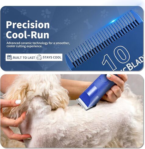 3-Packs Detachable Ceramic Blade Kit for Pet Clippers with Size 10 - Cut Length 1.5mm (1/16"),Compatible with Andis,Oster A5,Wahl KM10 Clippers & Similar Models (Blue) in Kuwait