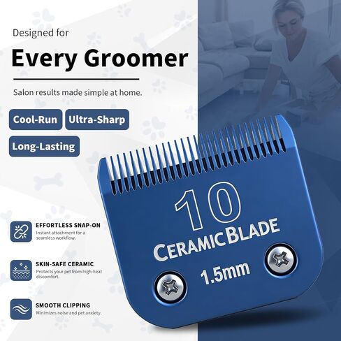 3-Packs Detachable Ceramic Blade Kit for Pet Clippers with Size 10 - Cut Length 1.5mm (1/16"),Compatible with Andis,Oster A5,Wahl KM10 Clippers & Similar Models (Blue) in Kuwait