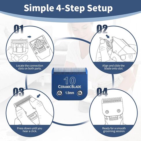 3-Packs Detachable Ceramic Blade Kit for Pet Clippers with Size 10 - Cut Length 1.5mm (1/16"),Compatible with Andis,Oster A5,Wahl KM10 Clippers & Similar Models (Blue) in Kuwait