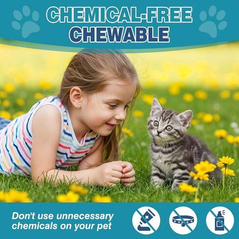 Chewable Flea Treatment for Cats Flea and Tick Prevention for Cats Chewables Fleas Chewables for Cat of All Breeds and Ages 300 Chewable Tablets in Kuwait