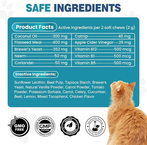 Chewable Flea Treatment for Cats Flea and Tick Prevention for Cats Chewables Fleas Chewables for Cat of All Breeds and Ages 300 Chewable Tablets in Kuwait